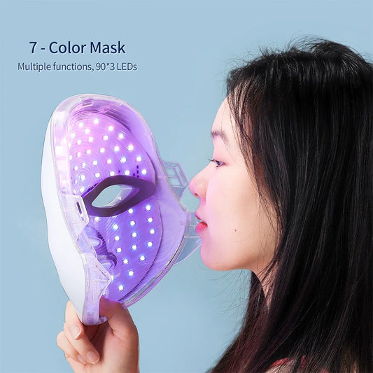 Korean 7-Color LED Facial Mask – Anti-Aging & Skin Rejuvenation - 20-Minute Daily Light Therapy