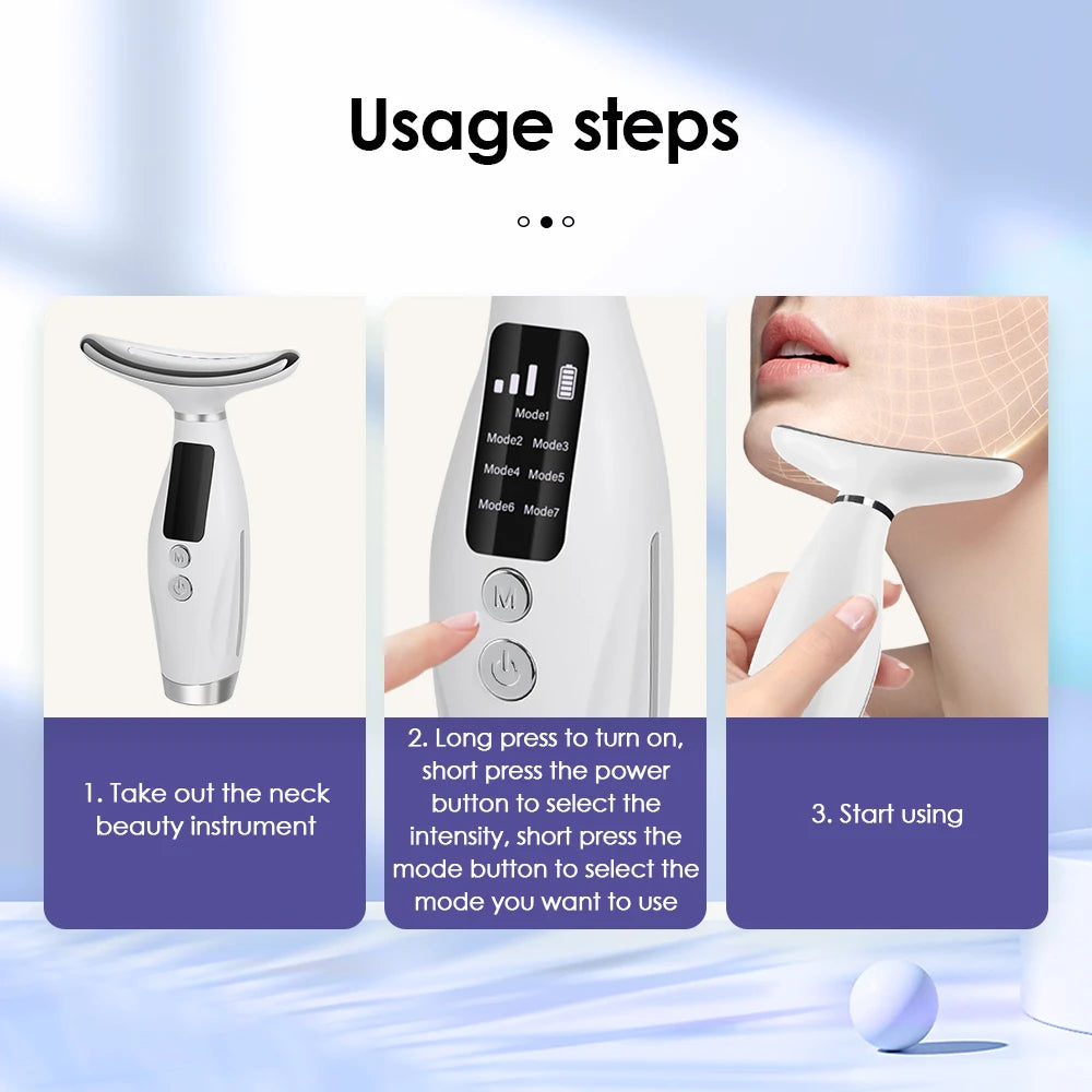 SkinRevive 7-Color LED Face & Neck Massager – Vibration & Collagen Boosting