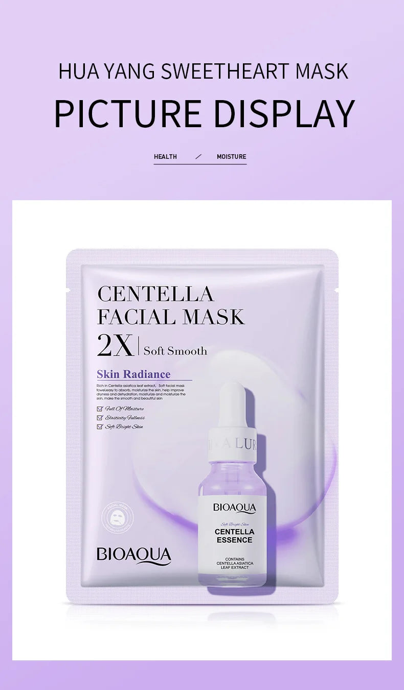 Korean Centella & Collagen Facial Mask BIOAQUA – 20 Pack for Deep Hydration & Anti-Aging